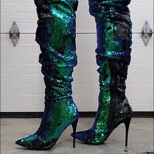 Green iridescent sequin Boits